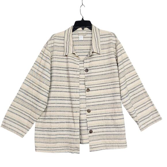 Coldwater Creek Jacket Blazer Linen Cotton Blend Button Front Size XL - Picture 1 of 6